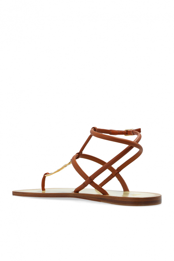 Leather sandals with logo Fendi Chlo Sevigny wears Fendi